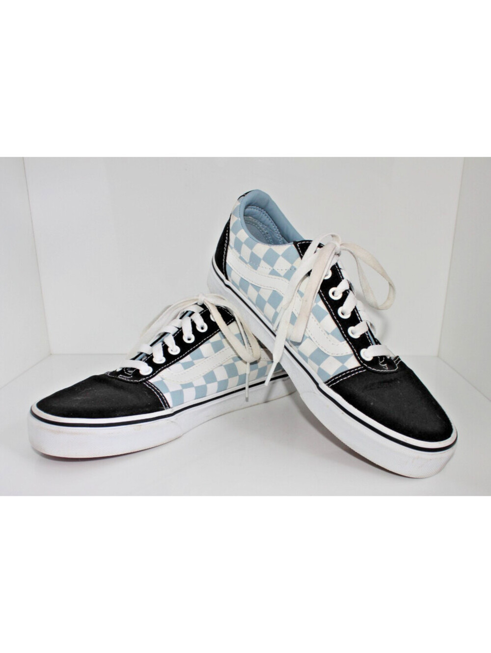 Vans Old Skool Checkerboard Blue Fog/White Women's Size 10 Style #500714